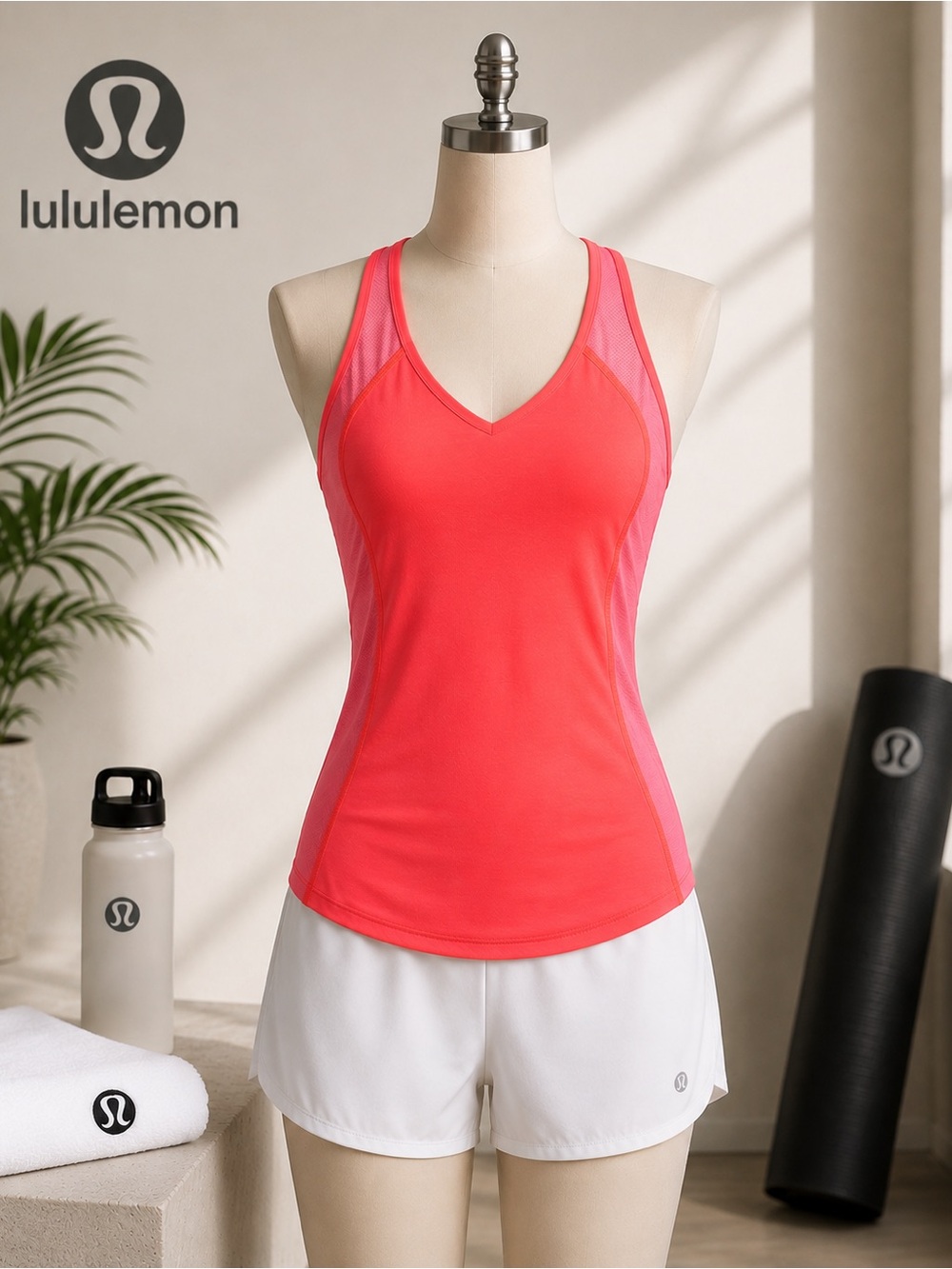 Lululemon Run with the Sun Neon Coral Tank Top Size 4 NWOT